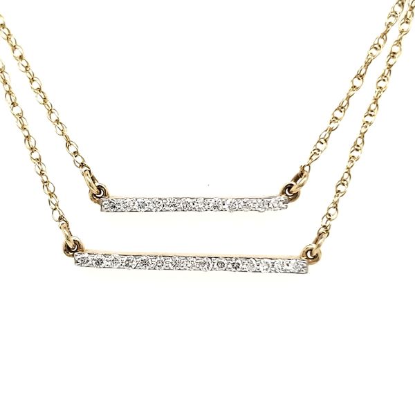 14K Yellow Gold Double Bar Diamond Necklace Quality Gem LLC Bethel, CT