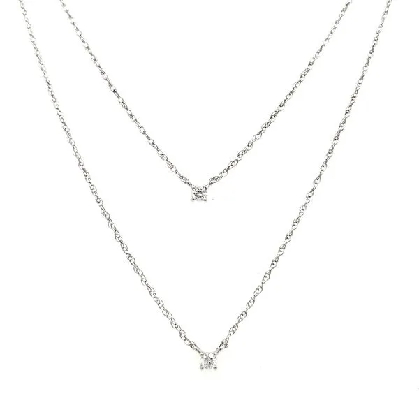14K White Gold Double Layer Diamond Necklace Quality Gem LLC Bethel, CT