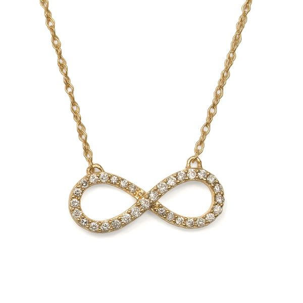 14K Yellow Gold Diamond Infinity Necklace Image 2 Quality Gem LLC Bethel, CT