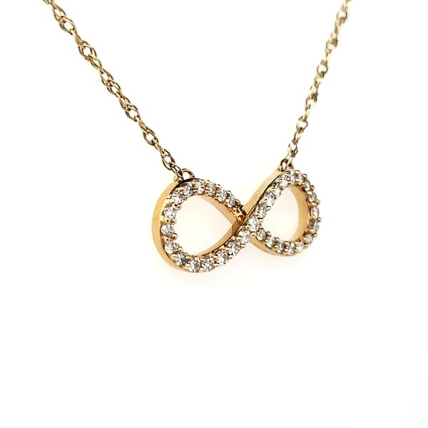 14K Yellow Gold Diamond Infinity Necklace Image 3 Quality Gem LLC Bethel, CT