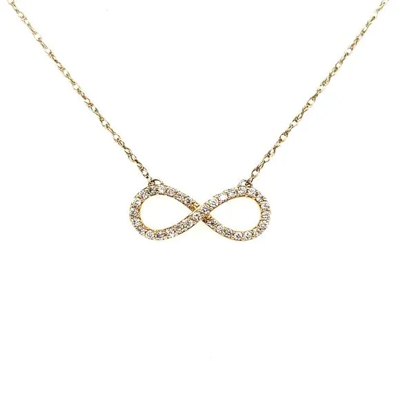 14K Yellow Gold Diamond Infinity Necklace Image 4 Quality Gem LLC Bethel, CT