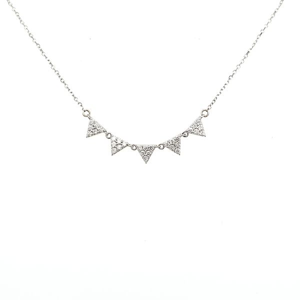 14K White Gold Five Triangle Diamond Necklace Image 2 Quality Gem LLC Bethel, CT