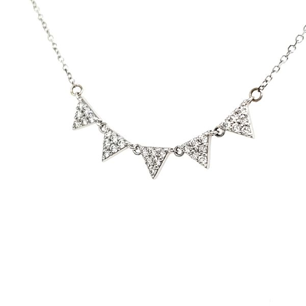 14K White Gold Five Triangle Diamond Necklace Image 3 Quality Gem LLC Bethel, CT
