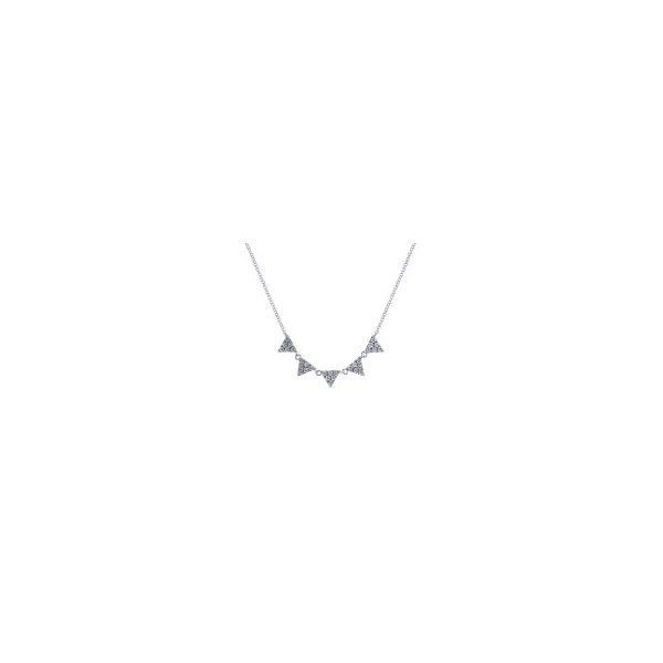 14K White Gold Five Triangle Diamond Necklace Image 4 Quality Gem LLC Bethel, CT