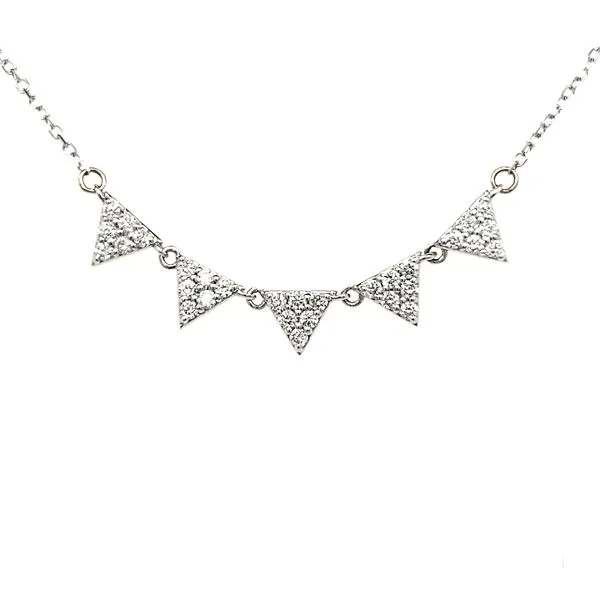 14K White Gold Five Triangle Diamond Necklace Quality Gem LLC Bethel, CT