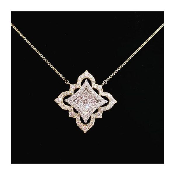 14K Yellow & White Gold Elegant Filigree Statement Diamond Necklace Image 5 Quality Gem LLC Bethel, CT