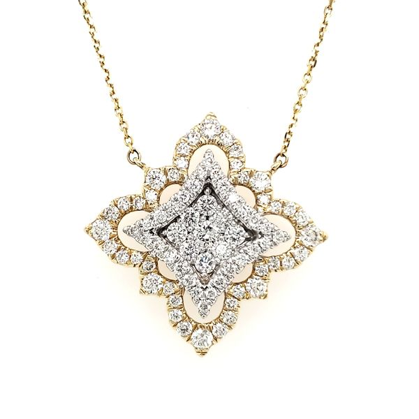 14K Yellow & White Gold Elegant Filigree Statement Diamond Necklace Quality Gem LLC Bethel, CT