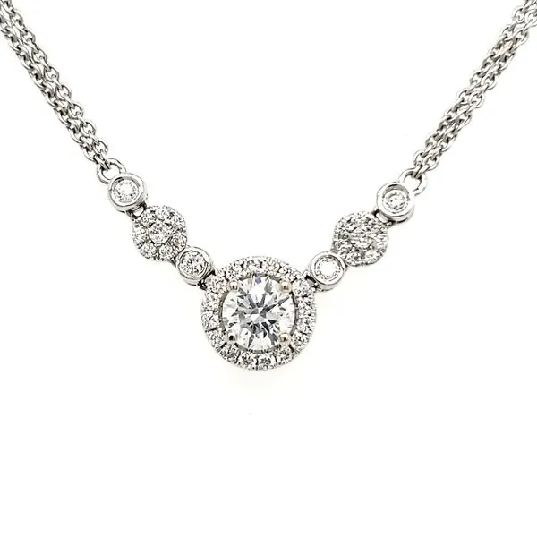 14K White Diamond Halo Necklace Quality Gem LLC Bethel, CT