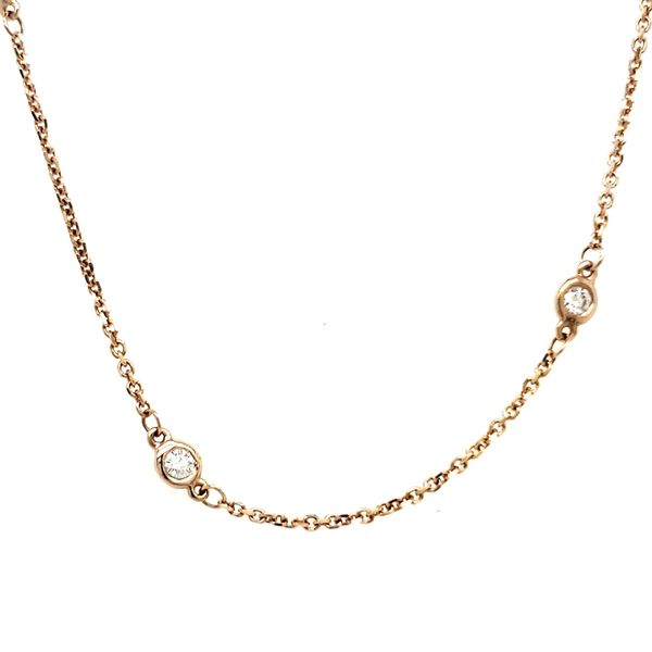 14K Rose Gold Diamond Station Necklace Quality Gem LLC Bethel, CT