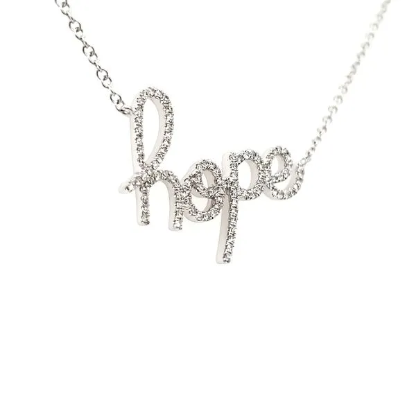 14K White Gold Diamond HOPE Necklace Image 2 Quality Gem LLC Bethel, CT