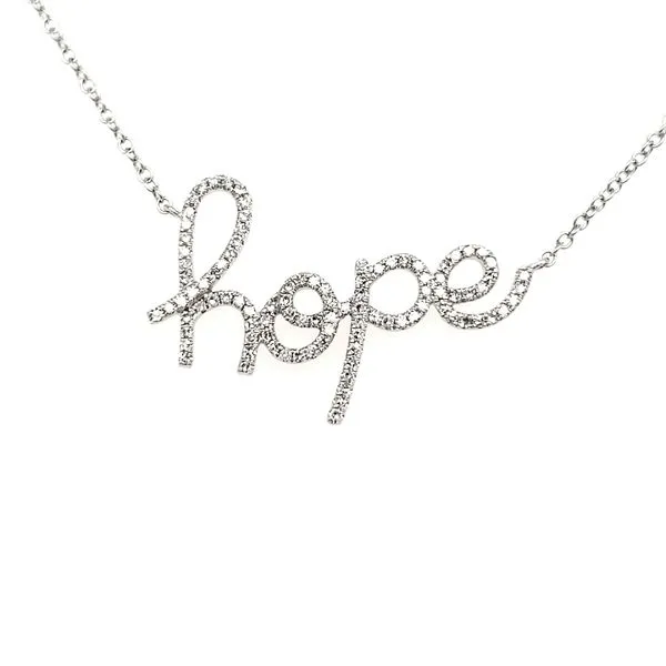 14K White Gold Diamond HOPE Necklace Quality Gem LLC Bethel, CT