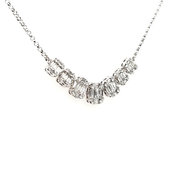 14K White Gold Baguette Diamond Necklace Image 2 Quality Gem LLC Bethel, CT
