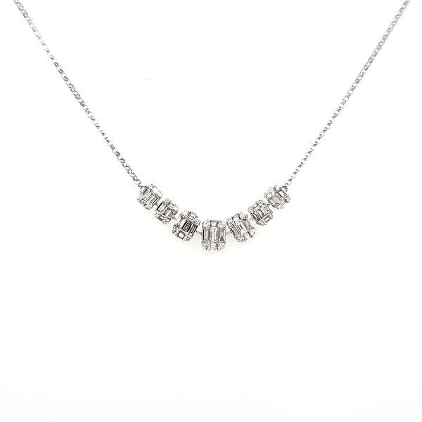 14K White Gold Baguette Diamond Necklace Image 3 Quality Gem LLC Bethel, CT