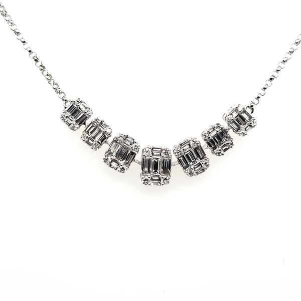 14K White Gold Baguette Diamond Necklace Quality Gem LLC Bethel, CT