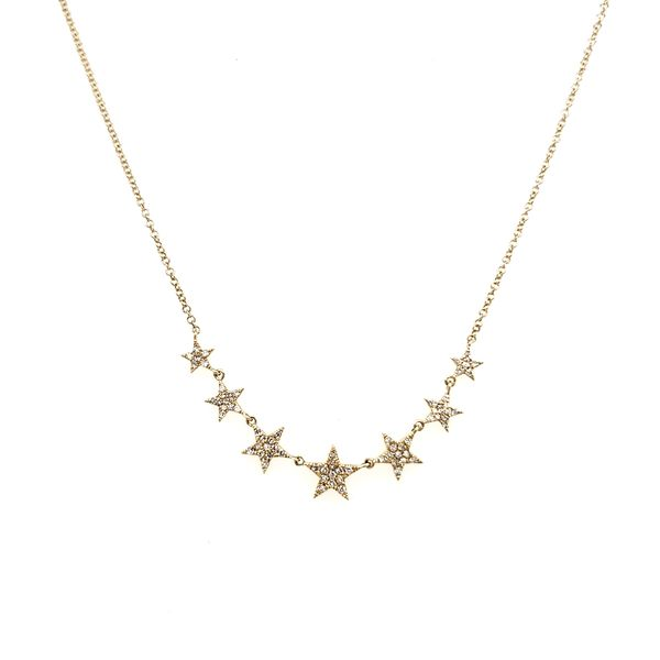 14K Yellow Gold Seven Star Diamond Necklace Image 2 Quality Gem LLC Bethel, CT