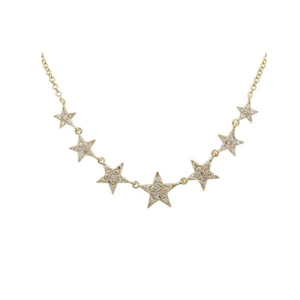 14K Yellow Gold Seven Star Diamond Necklace Image 3 Quality Gem LLC Bethel, CT