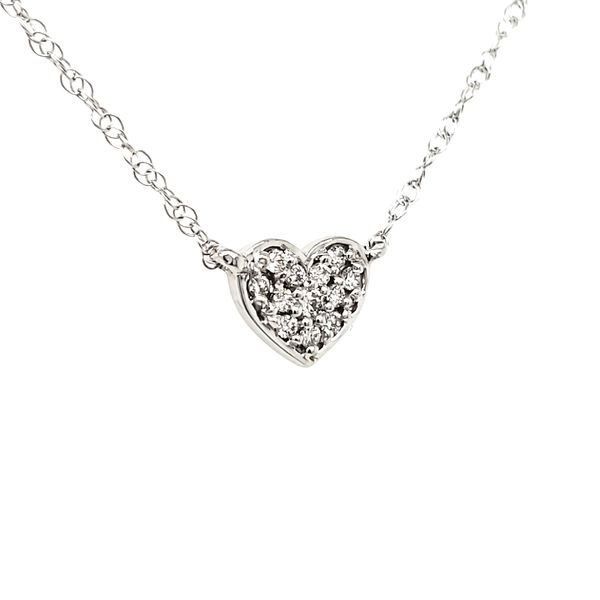 14K White Gold Mini Heart Diamond Necklace Image 2 Quality Gem LLC Bethel, CT