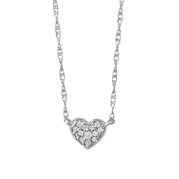14K White Gold Mini Heart Diamond Necklace Image 4 Quality Gem LLC Bethel, CT
