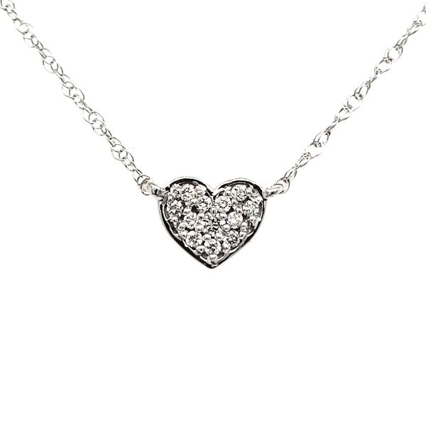 14K White Gold Mini Heart Diamond Necklace Quality Gem LLC Bethel, CT