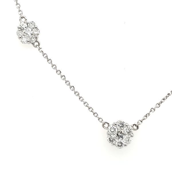 14K White Gold Five Diamond Cluster Necklace Image 2 Quality Gem LLC Bethel, CT