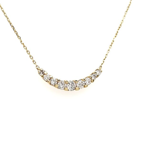 18K White Gold Curved Diamond Bar Necklace Image 2 Quality Gem LLC Bethel, CT