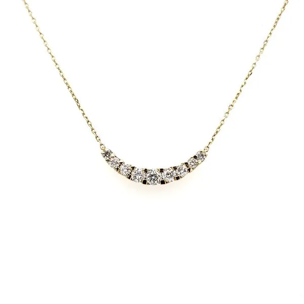 18K White Gold Curved Diamond Bar Necklace Image 3 Quality Gem LLC Bethel, CT