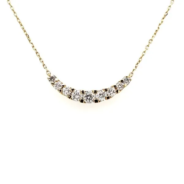 18K White Gold Curved Diamond Bar Necklace Quality Gem LLC Bethel, CT