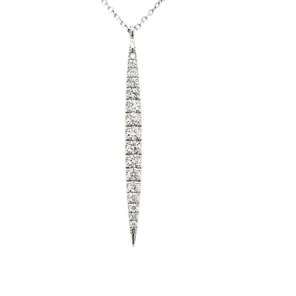 14K White Gold Dangle Drop Diamond Necklace Image 2 Quality Gem LLC Bethel, CT