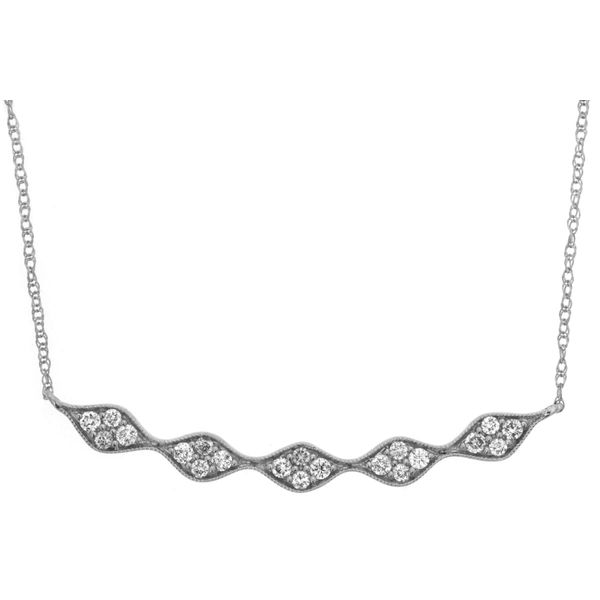14K White Gold Scallop Diamond Bar Necklace Quality Gem LLC Bethel, CT