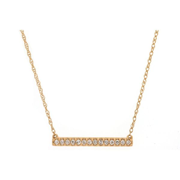 14K Yellow Gold Straight Diamond Bar Necklace Quality Gem LLC Bethel, CT