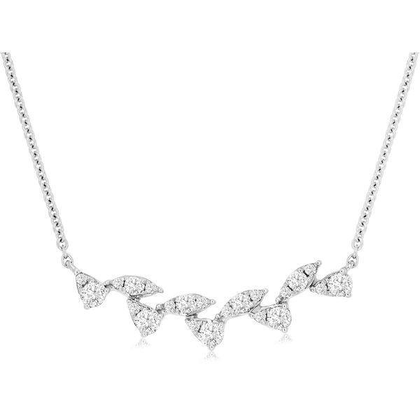 14K White Gold Curved Vine Diamond Bar Necklace Quality Gem LLC Bethel, CT