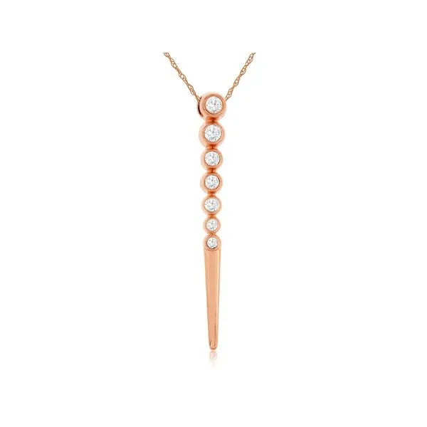 14K Rose Gold Long Bezel Spike Diamond Necklace Quality Gem LLC Bethel, CT