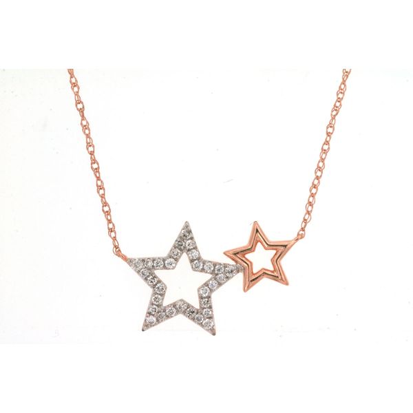 14K Rose Gold Double Shooting Star Diamond Necklace Quality Gem LLC Bethel, CT