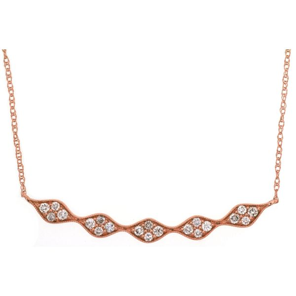 14K Rose Gold Scallop Diamond Bar Necklace Quality Gem LLC Bethel, CT