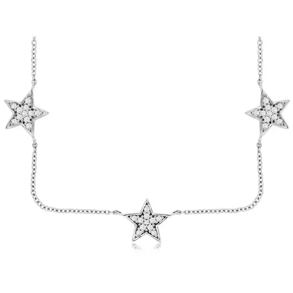 14K White Gold Seven Star Station Necklace Image 3 Quality Gem LLC Bethel, CT