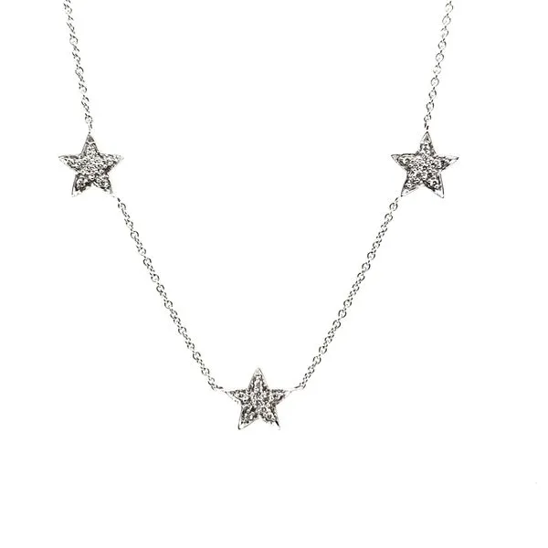 14K White Gold Seven Star Station Necklace Image 4 Quality Gem LLC Bethel, CT