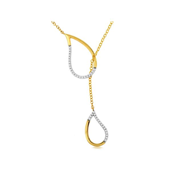 14K Yellow Gold Diamond Teardrop Lariat Necklace Quality Gem LLC Bethel, CT