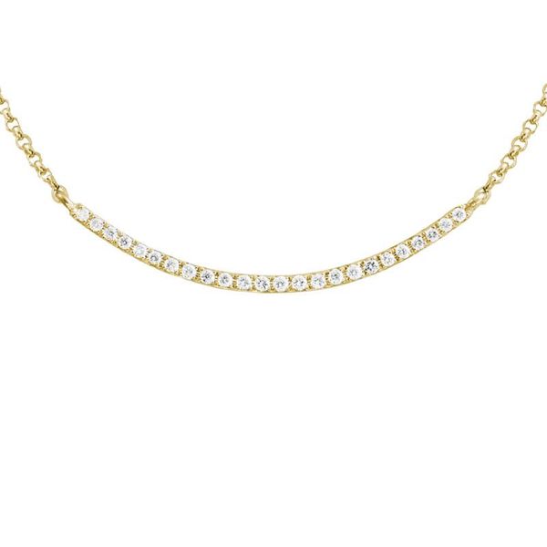 14K Yellow Gold Curved Diamond Bar Necklace Quality Gem LLC Bethel, CT