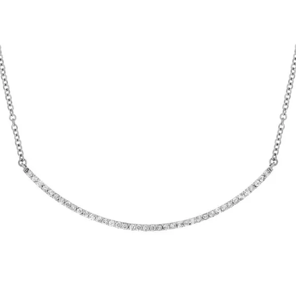 14K White Gold Diamond Curve Necklace Quality Gem LLC Bethel, CT