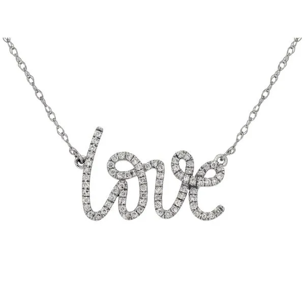 14K White Gold Diamond LOVE Necklace Quality Gem LLC Bethel, CT