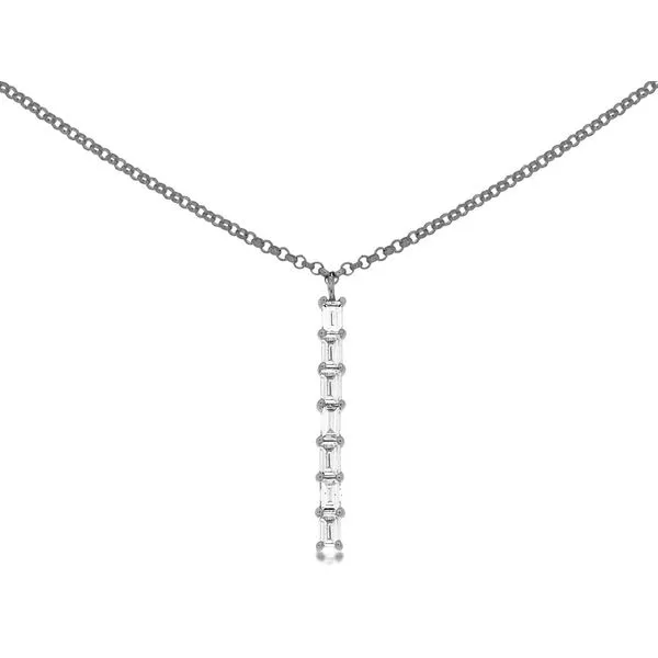 14K White Gold Baguette Diamond Line Necklace Quality Gem LLC Bethel, CT
