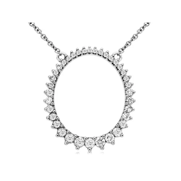 14K White Gold Graduated Diamond Open Oval Necklace Quality Gem LLC Bethel, CT