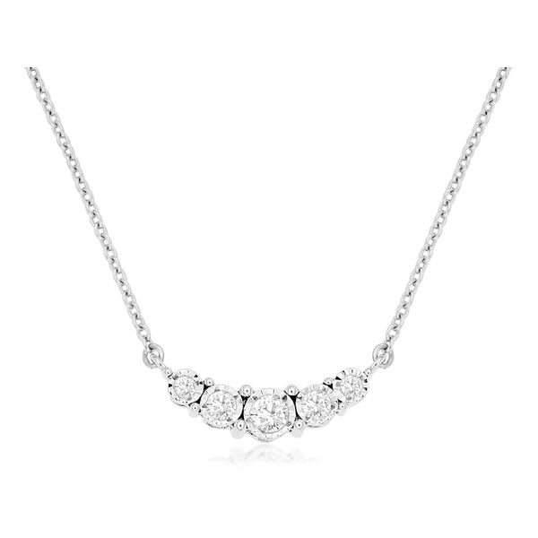 14K White Gold Diamond Curved Bar Necklace Quality Gem LLC Bethel, CT