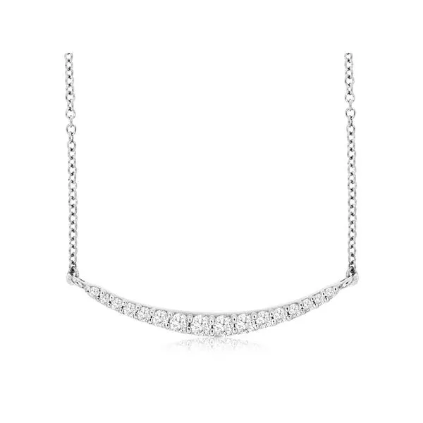 14K White Gold Diamond Curve Necklace Length 18 Inches Quality Gem LLC Bethel, CT