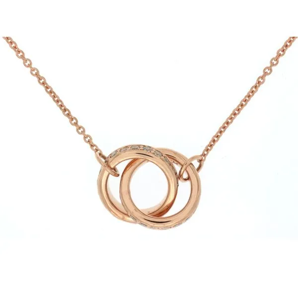 14K  Rose Gold Interlocking Diamond Circle Necklace Image 2 Quality Gem LLC Bethel, CT