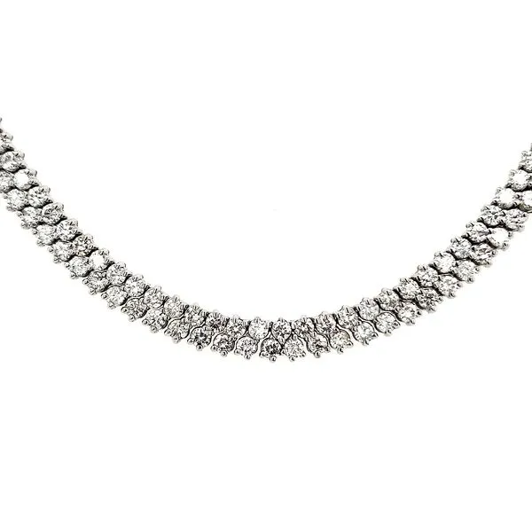 14K White Gold 2 Row Diamond Choker Necklace Quality Gem LLC Bethel, CT