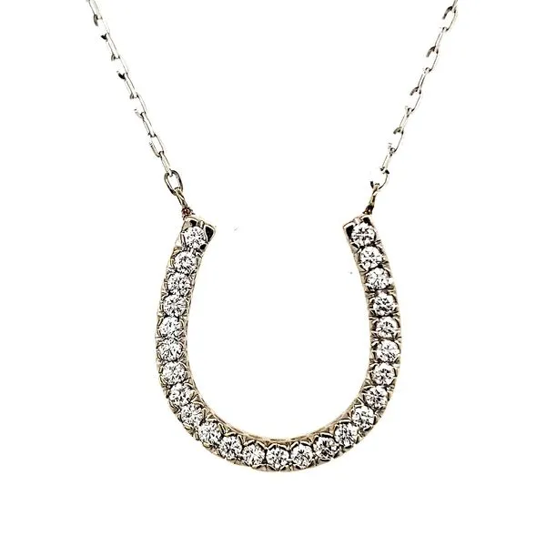 14K White Gold Diamond Horseshoe Necklace Quality Gem LLC Bethel, CT