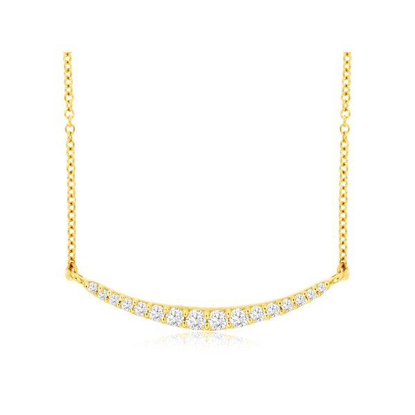 14K Yellow Gold Diamond Smile Necklace Length 18 Inches Quality Gem LLC Bethel, CT
