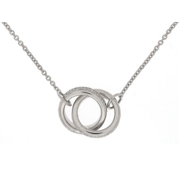 14K White Gold Diamond Interlocking Circles Necklace Length 18 Inches Image 2 Quality Gem LLC Bethel, CT