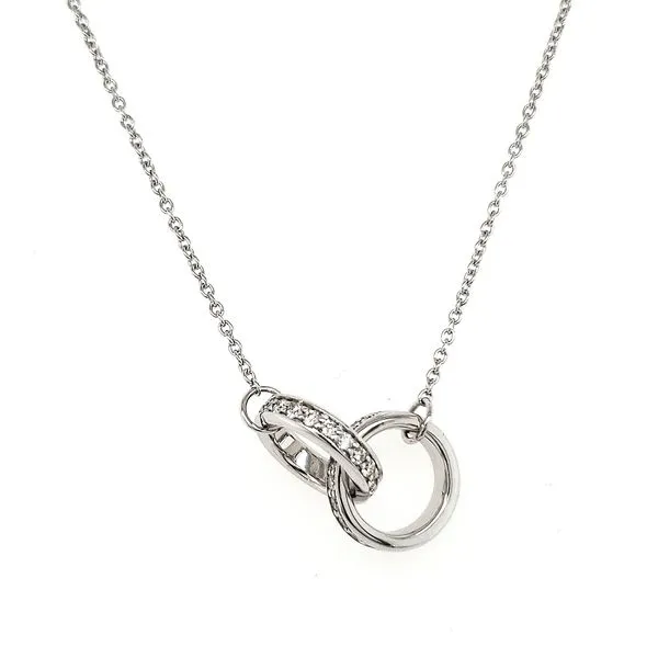 14K White Gold Diamond Interlocking Circles Necklace Length 18 Inches Quality Gem LLC Bethel, CT